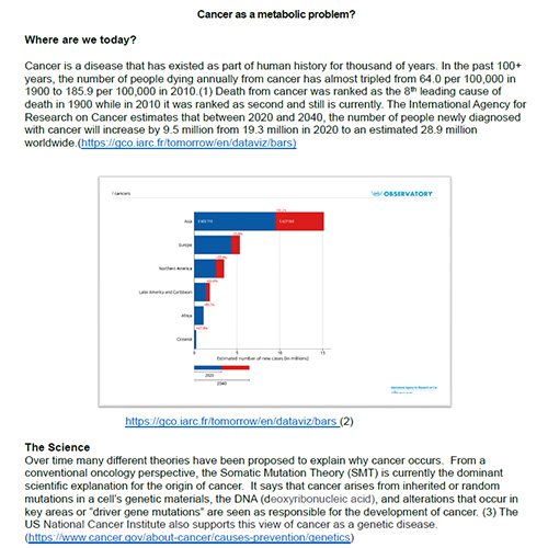 Cancer as a metabolic problem