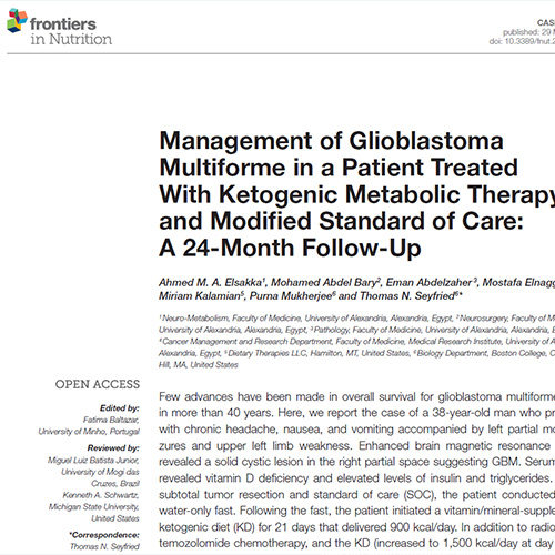 Glioblastoma Multiforme in a Patient Treated With Ketogenic Metabolic Therapy