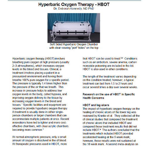 Hyperbaric Oxygen Therapy - HBOT