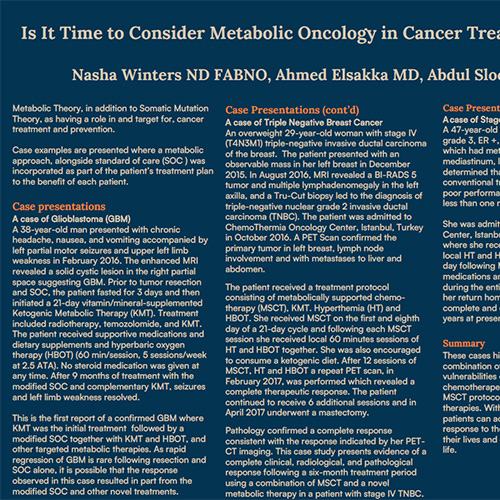 Is It Time to Consider Metabolic Oncology in Cancer Treatment today