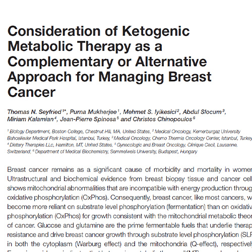Ketogenic Metabolic Therapy an Alternative Approach for Managing Breast Cancer
